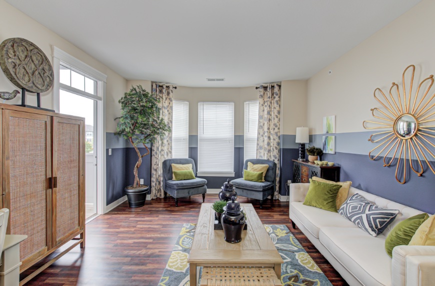 Model Living Room in West Lafayette apartments.